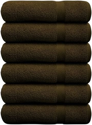 ARC HOME 100 Cotton Bath Towels Pack of 6 Brown