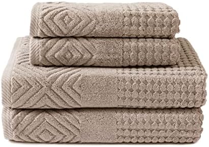 TexereSilk Organic Cotton Diamond Jacquard Towel Set - 700 GSM Ultra Soft Luxury