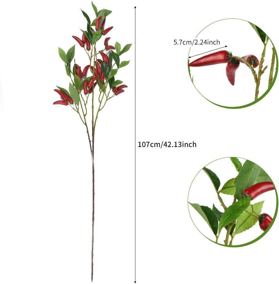 LUEYAO Artificial Chili Pepper Stem for Vase Decor