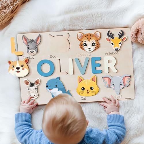 Nevandora Personalized Wooden Name Puzzle for Toddlers