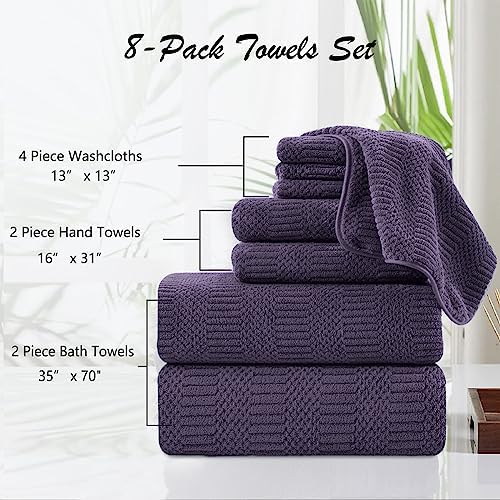 Oliven 8 Piece Oversized Purple Bath Towel Set