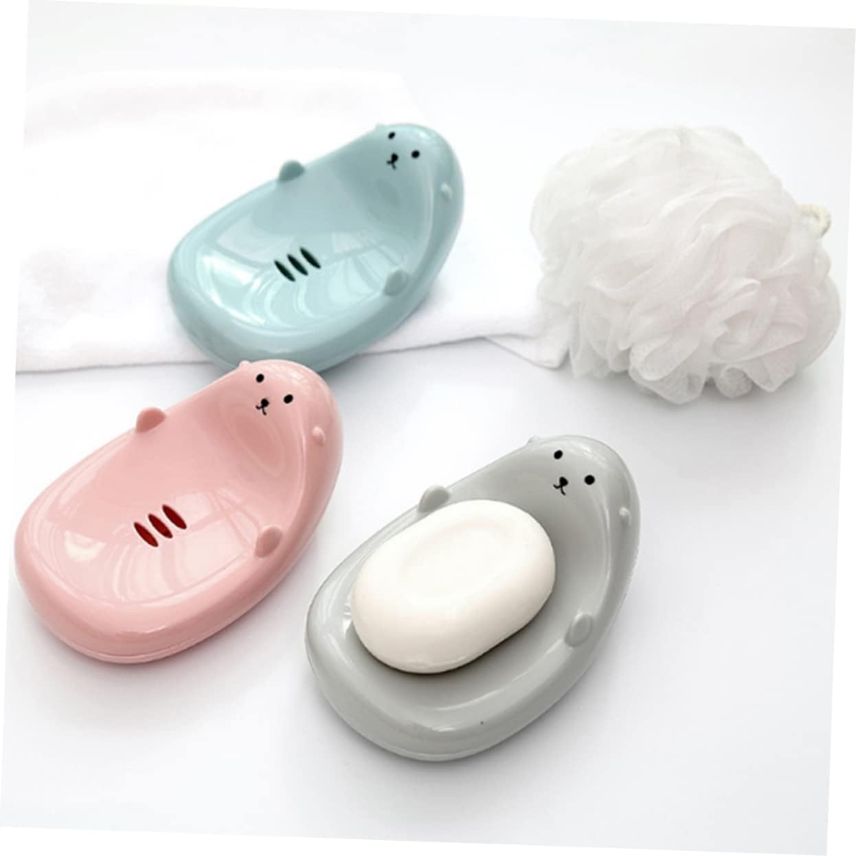 BRIGHTFUFU Cartoon Design Soap Dish Double Draining Holder