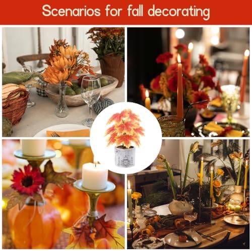 8 Inch Artificial Maple Leaves Potted Plant Decoration