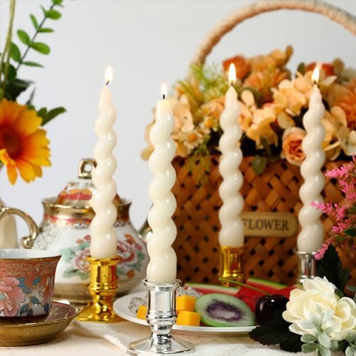 Zhengmy Spiral Taper Candlesticks 4 Pcs White
