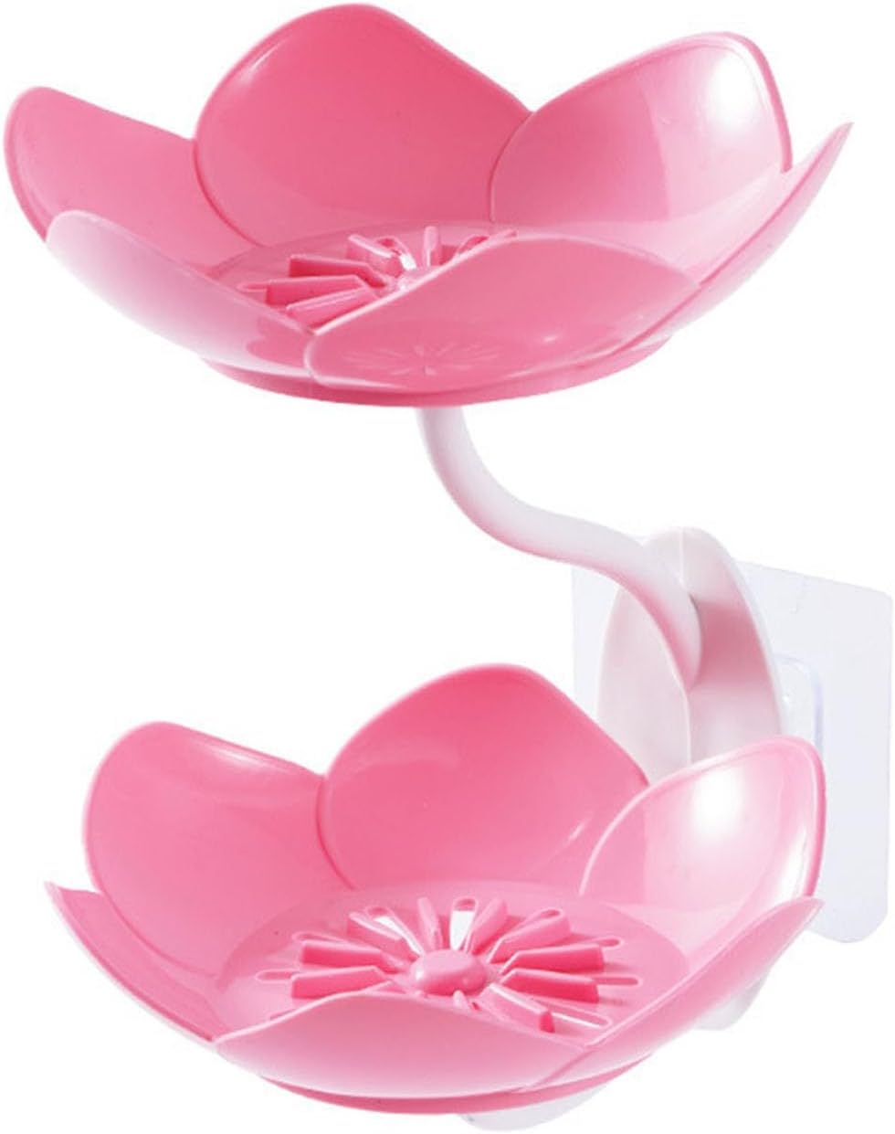 Pink Double Layer Soap Dish with Suction Cup