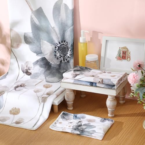 Preboun 3 Pack Brown Poppy Floral Bath Towels Set