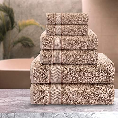 CRAFTBERRY Luxury Bath Towel Set - 6 Piece Taupe Tan Beige