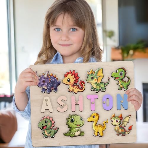 Personalized Wooden Dinosaur Puzzle Montessori Toy 1