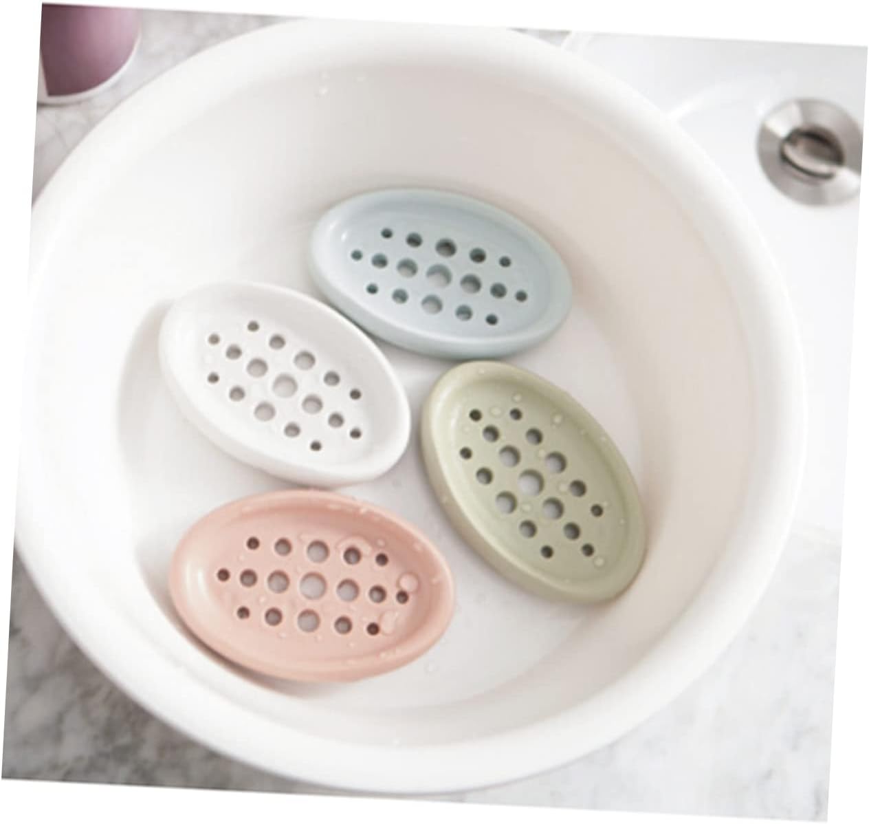 Luxshiny Oval Soap Dish Holder with Drain Design