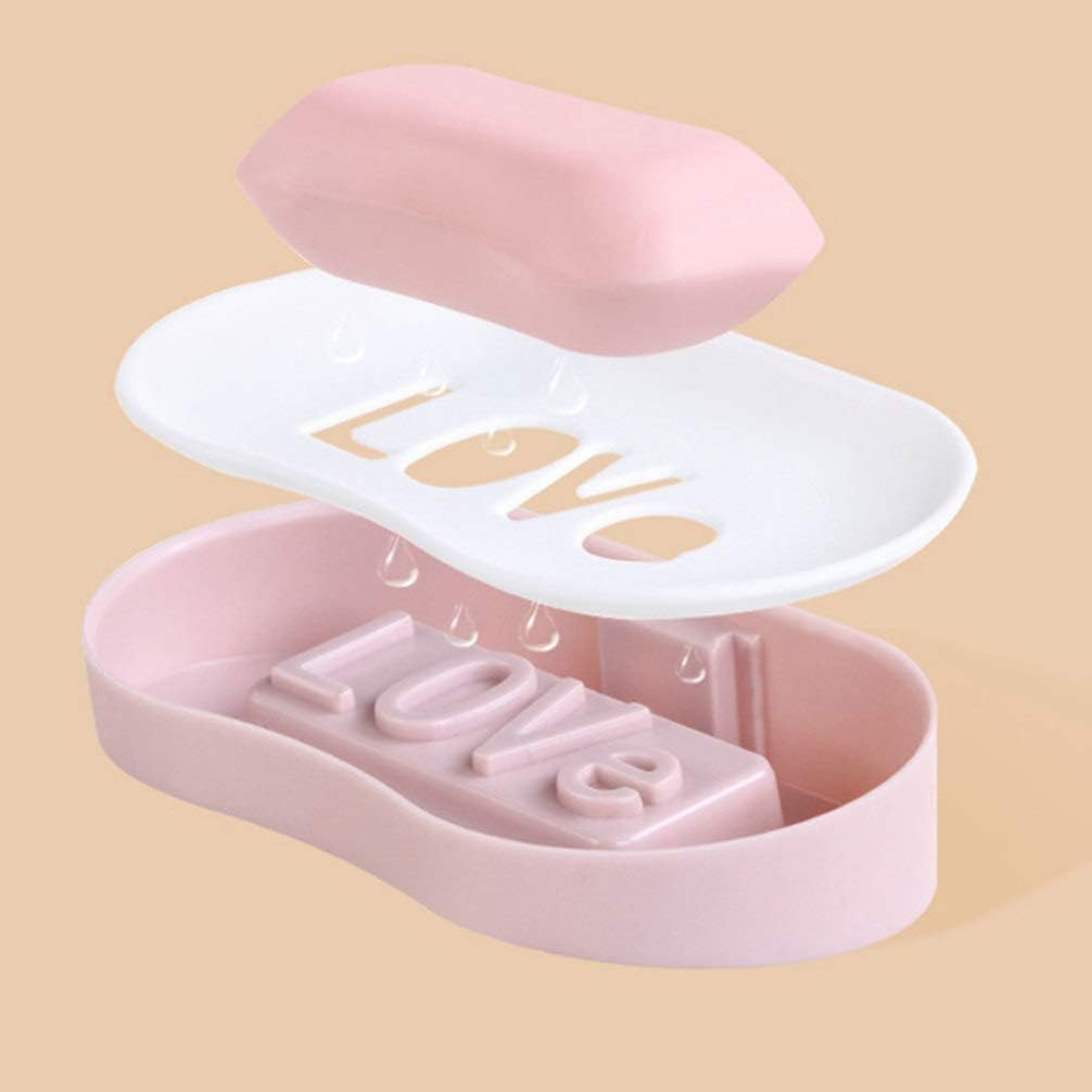TOPBATHY Double Layer Wall Mounted Pink Soap Holder