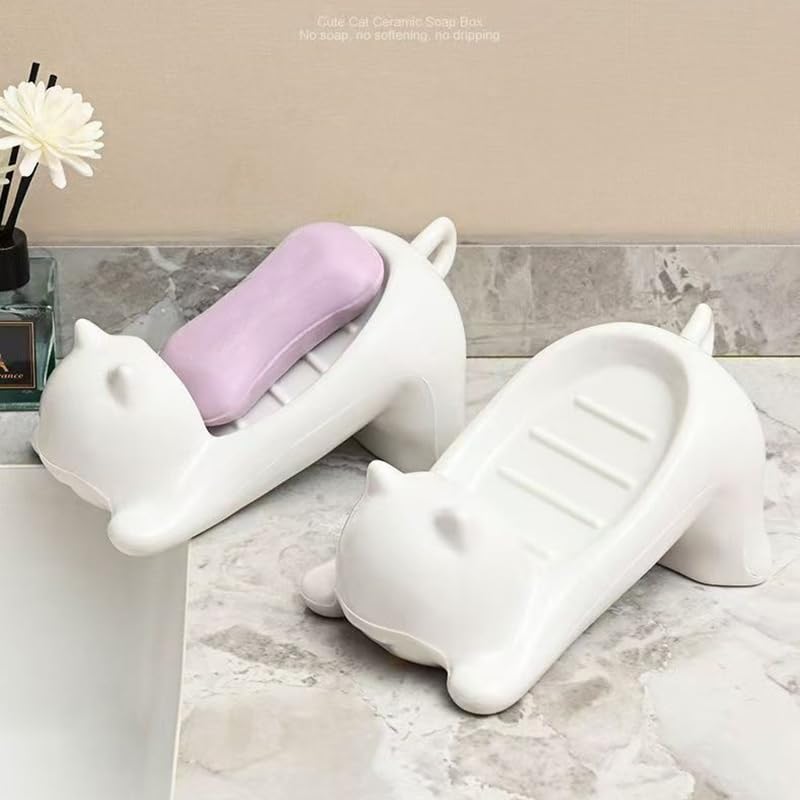 Cute Cartoon Cat Soap Holder Container