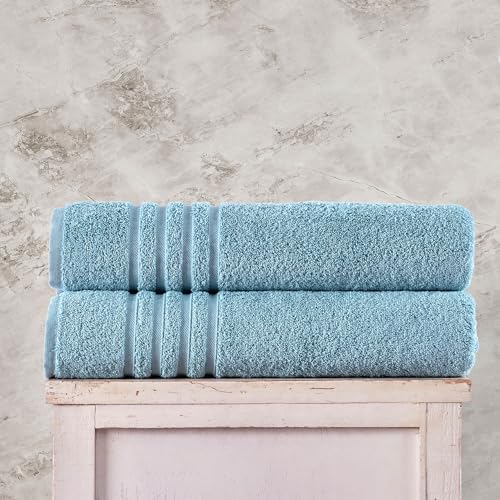 Hawmam Linen Jumbo Bath Towels 2 Pack Light Blue