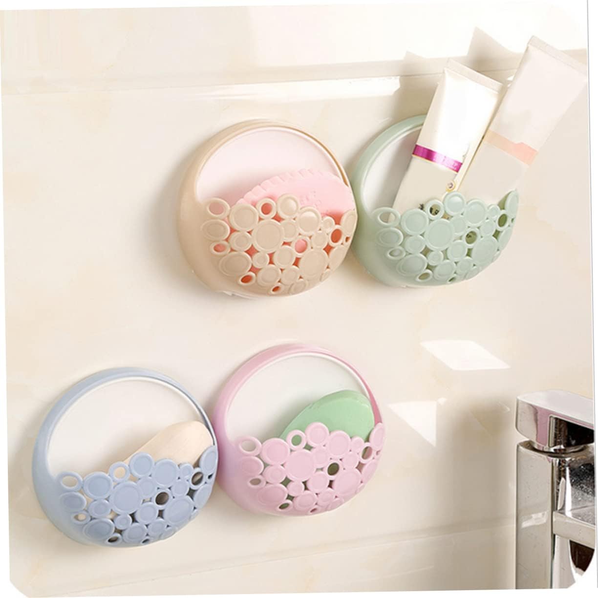 IMIKEYA Wall Mounted Soap Dispenser with Suction Cup - Pink