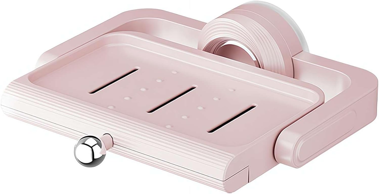 Rotating Suction Soap Holder 360 Rotate Space-Saving Drainage Pink