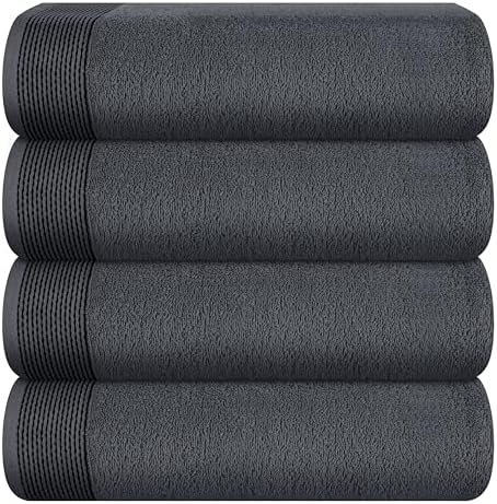 Belizzi Home 4 Pack Oversized Bath Towels 27x54 Inches Charcoal Grey