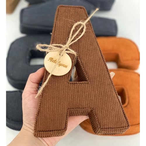 Handmade Corduroy Initial Wooden Sign for Baby Stroller