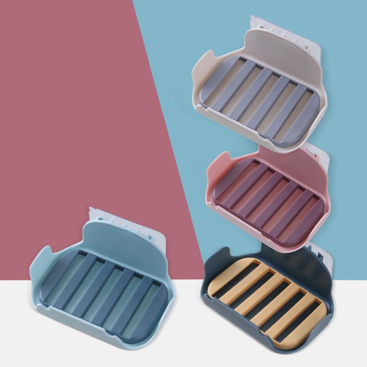 HOOTNEE 2Pcs Double Layer Adhesive Soap Holder