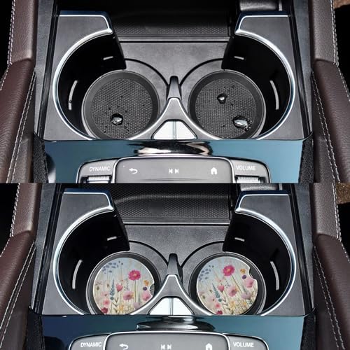 Takiito Wildflowers Car Cup Holder Coasters 2 Pack