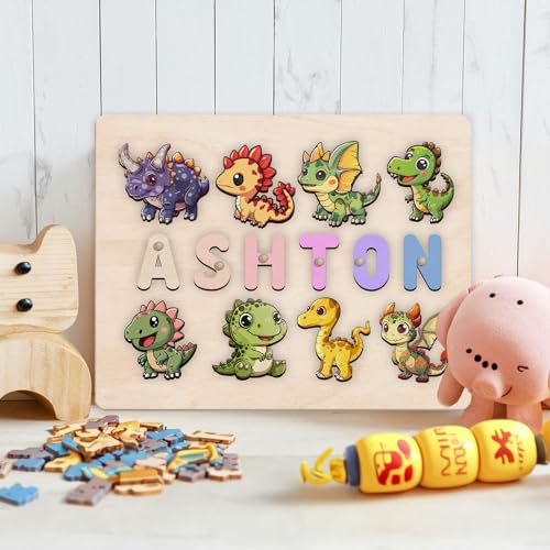 Personalized Wooden Dinosaur Puzzle Montessori Toy 1