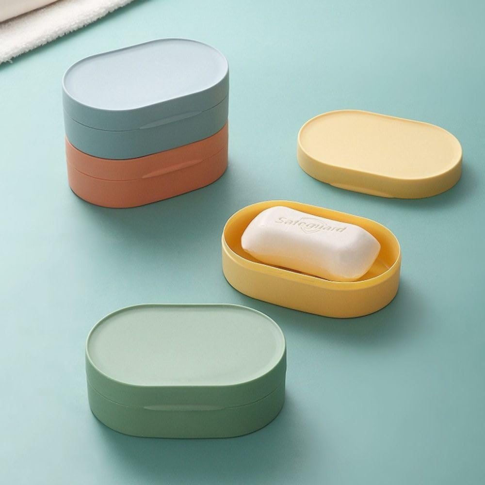 Portable Soap Dish with Lid for Travel and Bathroom Use
