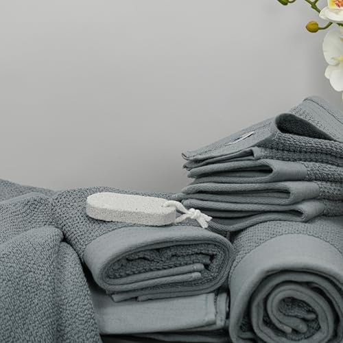 Tens Towels Pack of 8 Steel Grey Luxury Towel Set