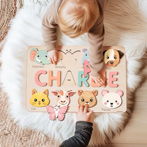 Nevandora Personalized Wooden Name Puzzle for Toddlers