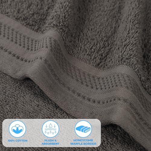 Superior Gunmetal Cotton Towel Set 12 Piece Quick Dry Bath Towels
