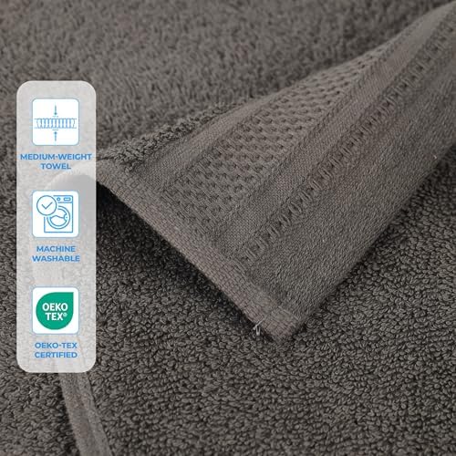 Superior Gunmetal Cotton Towel Set 12 Piece Quick Dry Bath Towels
