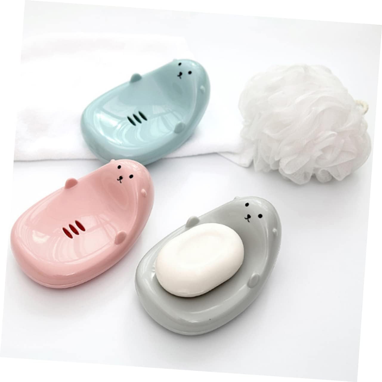 SHOWERORO Heart Shaped Soap Dish Drainer Holder for Boys and Girls