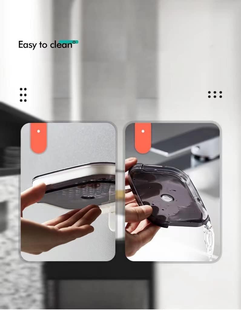 LUCKTE Adhesive Shower Soap Holder with Drain Tray