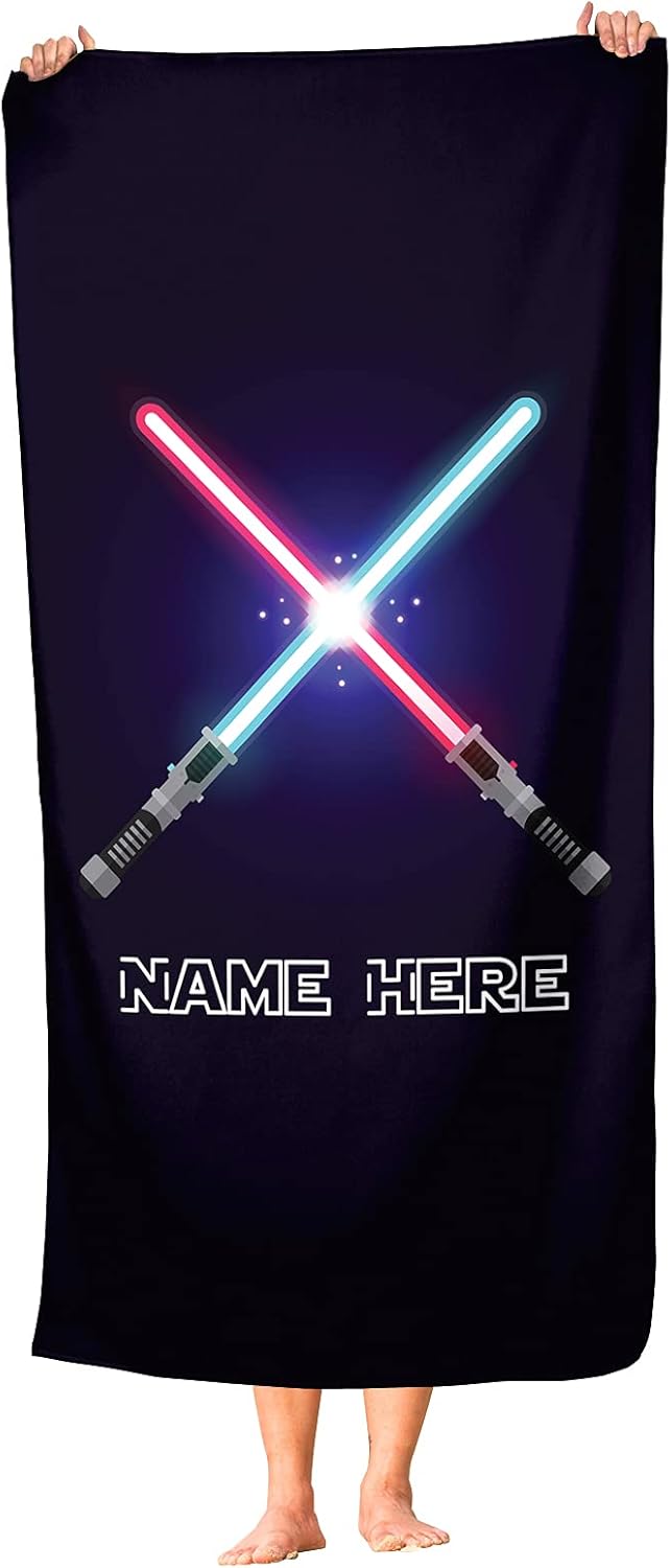Personalized Lightsaber Towel for Kids - Custom 60x30 Bath Towel