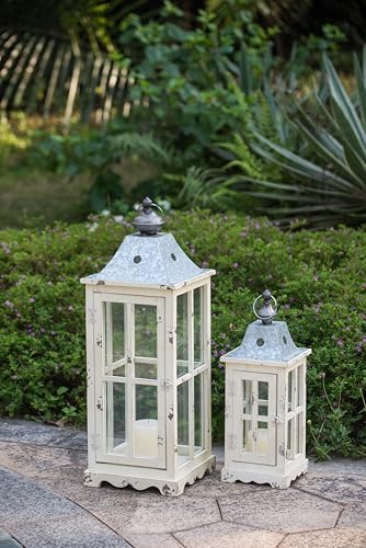 Strawberry Fairy Decorative Candle Lantern with Whitewashed Finish