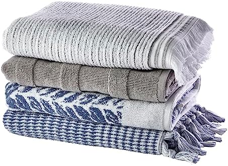 SKL Home Distressed Leaves Bath Towel Denim Blue 28x54