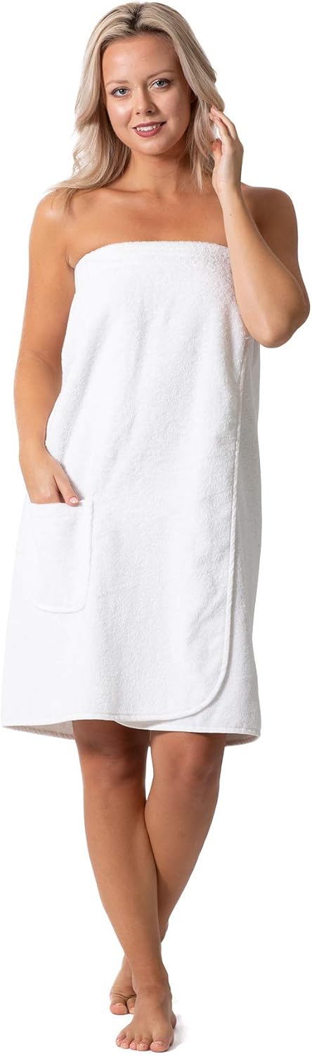 Robe Direct Womens Terry Cloth Spa Towel Wrap with Adjustable Closure