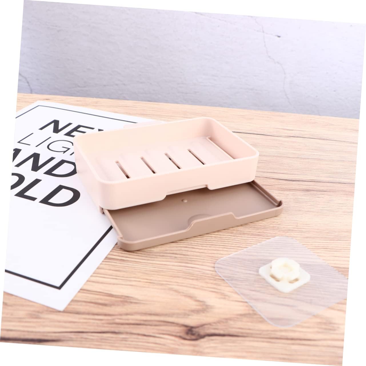 Wall-Mounted Khaki Soap Dish Holder Single Layer Draining