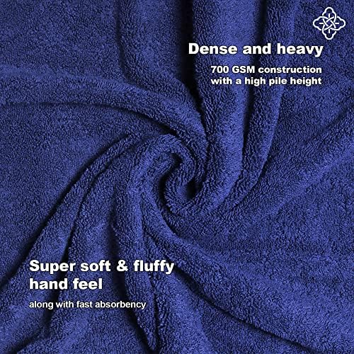 BIOWEAVES Organic Cotton Bath Towels - 700 GSM Pack of 2 Navy Blue