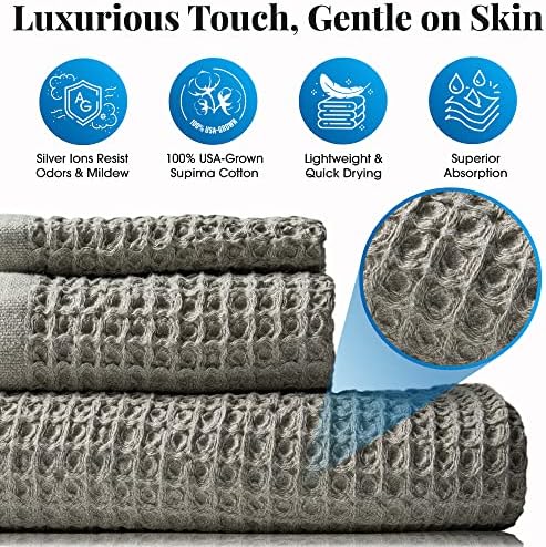 Ravel Silver Infused Waffle Towel - Bath Dune Brown