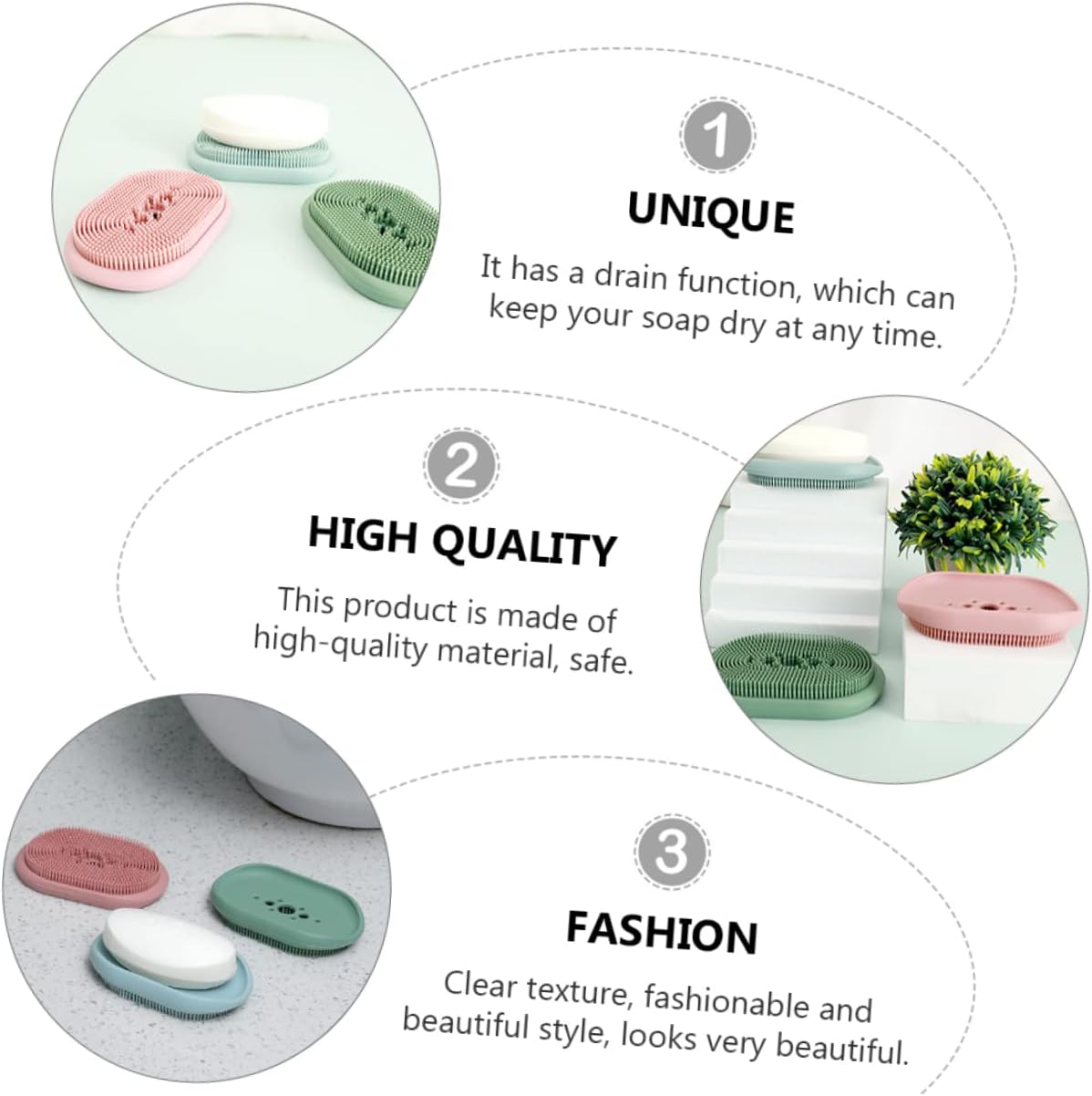 Silicone Soap Dish with Built-In Brush for Bathroom Sink