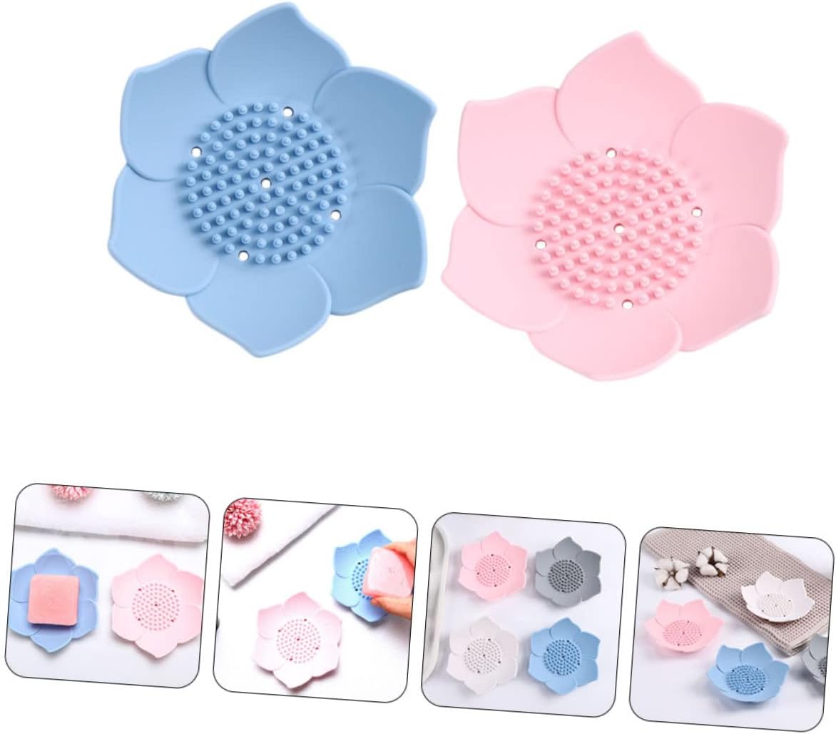 Amosfun 2pcs Silicone Soap Drainage Holders for Bathroom