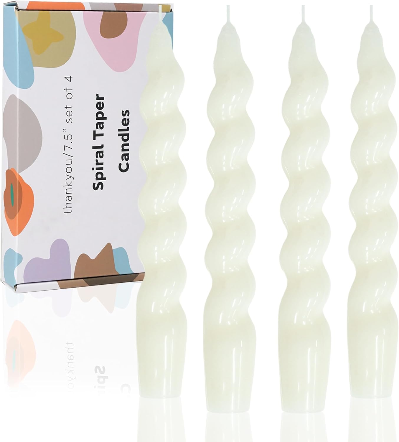 LPUSA Taper Candle White Spiral 75inch Set of 4