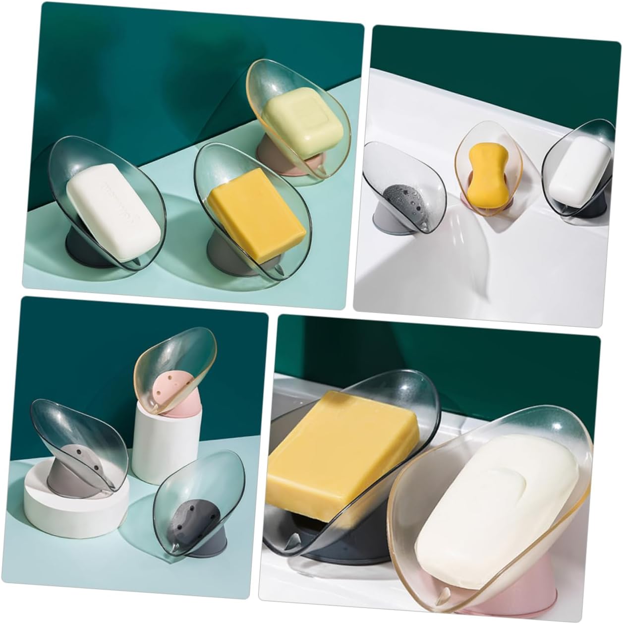 ABOOFAN Leaf Shape Soap Dish 2Pcs Creative Holder