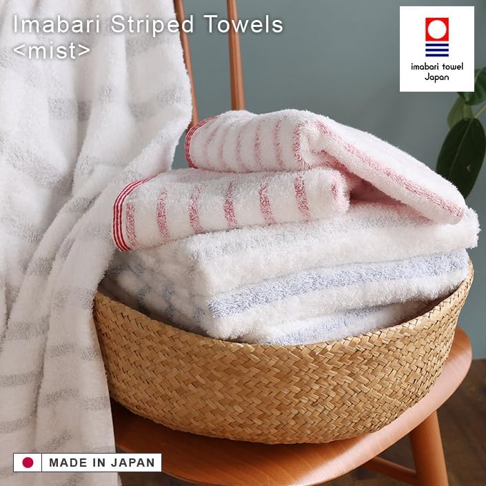 HIORIE Imabari Towel Set 2-Piece Stripes Blue Grey