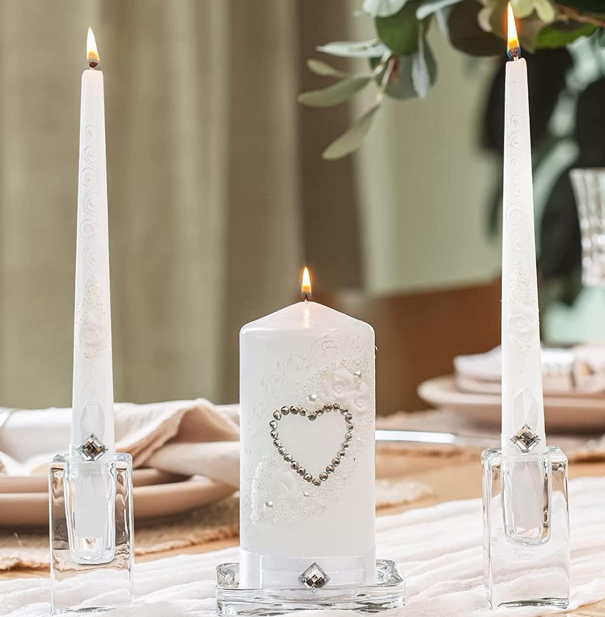 VABA Family Marriage Unity Candle Set for Wedding Ceremony