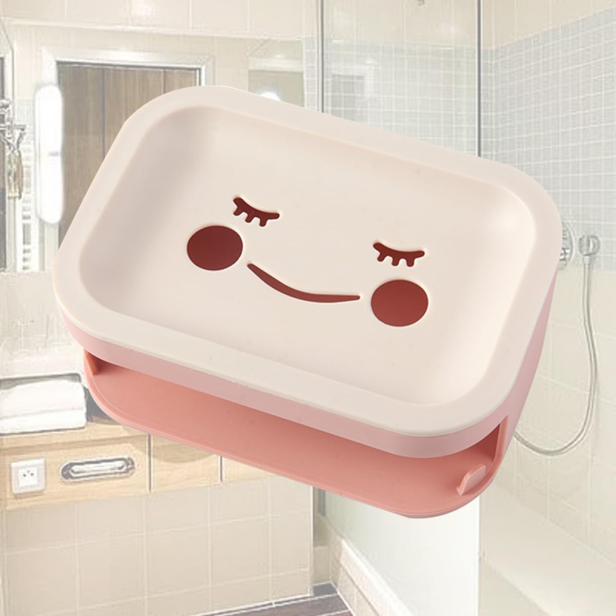LAPYAPPE Double Layer Wall Mounted Soap Box with Sponge Brush
