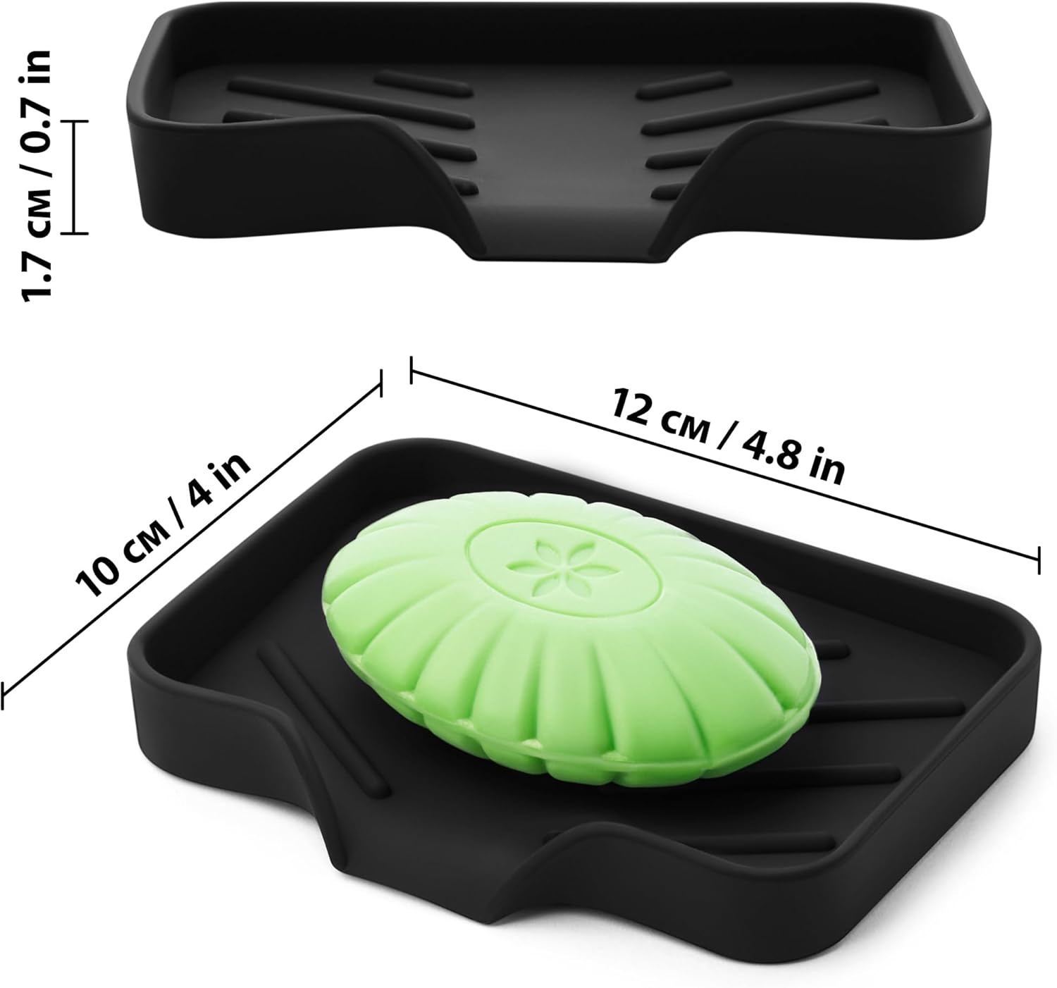 Black Silicone Soap Dish Tray for Kitchen Sink