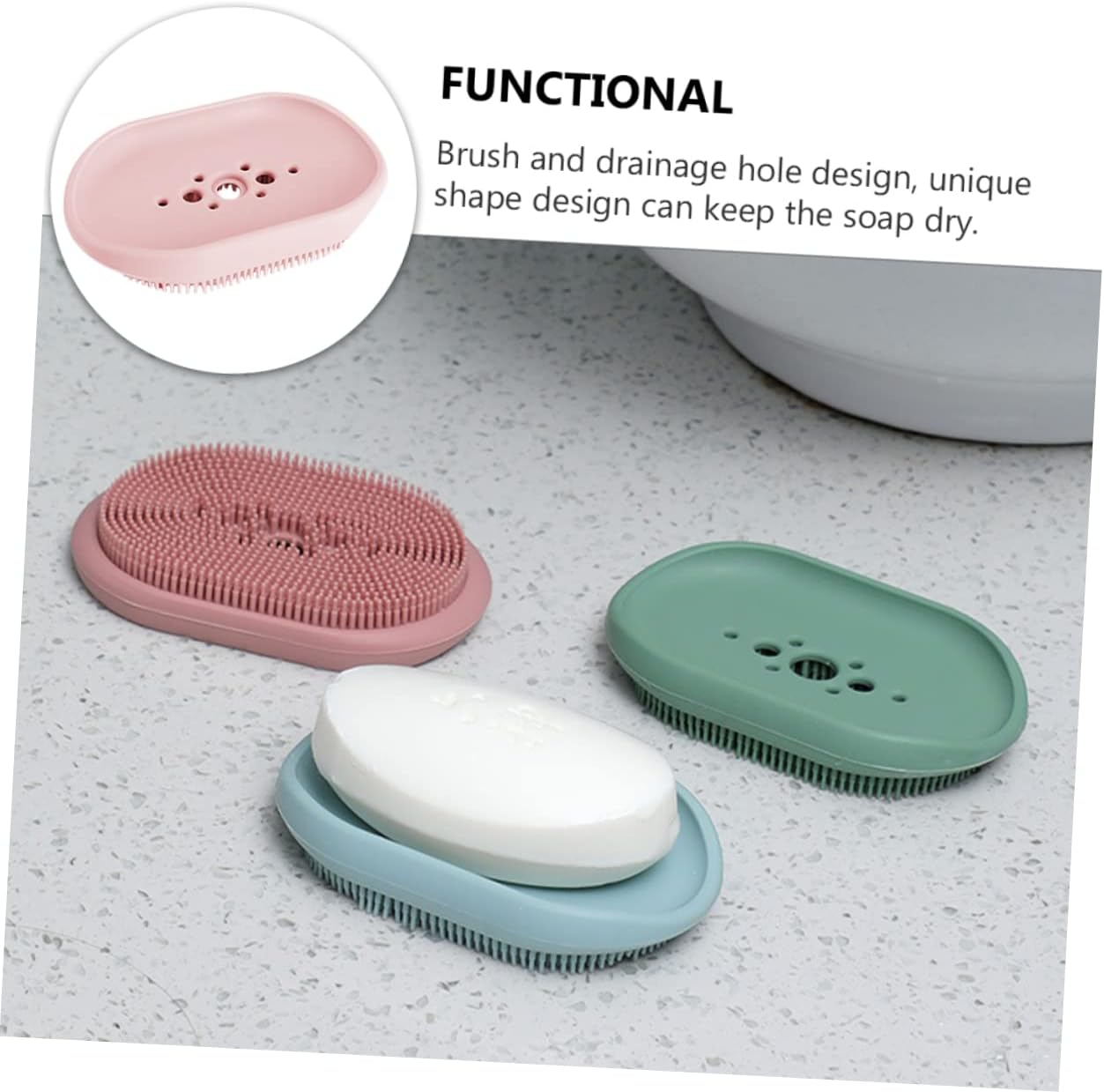 Cabilock Silicone Soap Dish with Drain Bar Holder 1
