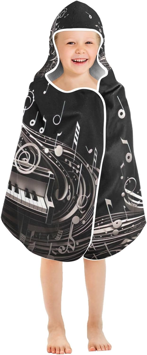 CHIFIGNO Personalized Musical Piano Notes Toddler Baby Bath Towel