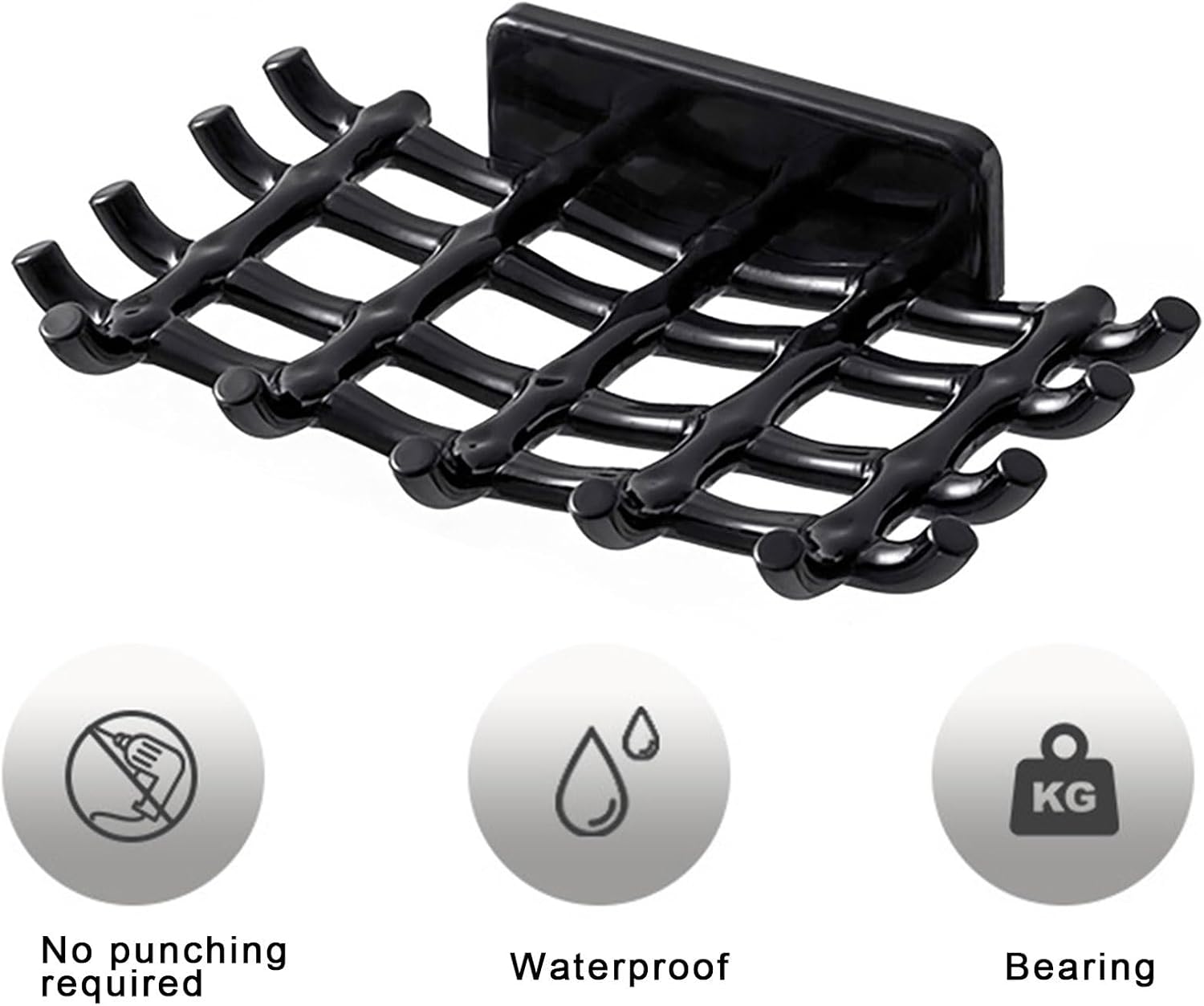 Qinlenyan Self-Draining Soap Dish Towel Hanging Rack with Multi Hooks
