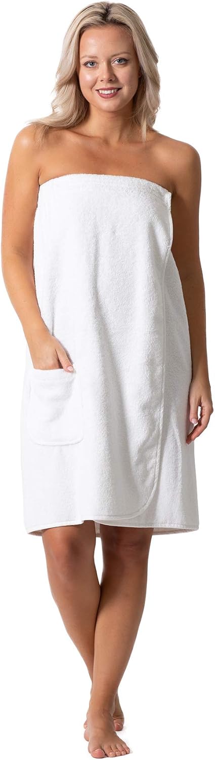 Robe Direct Womens Terry Cloth Spa Towel Wrap with Adjustable Closure