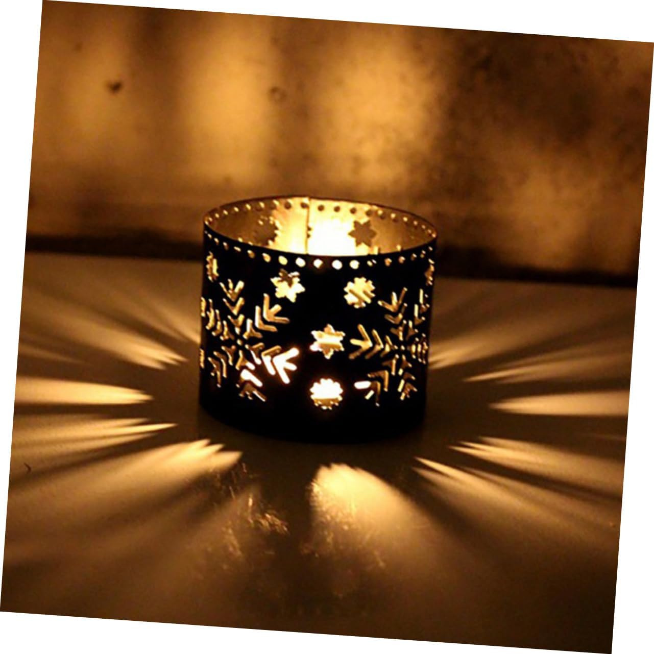 Unique Iron Christmas Candle Holder with Snowflake Pattern